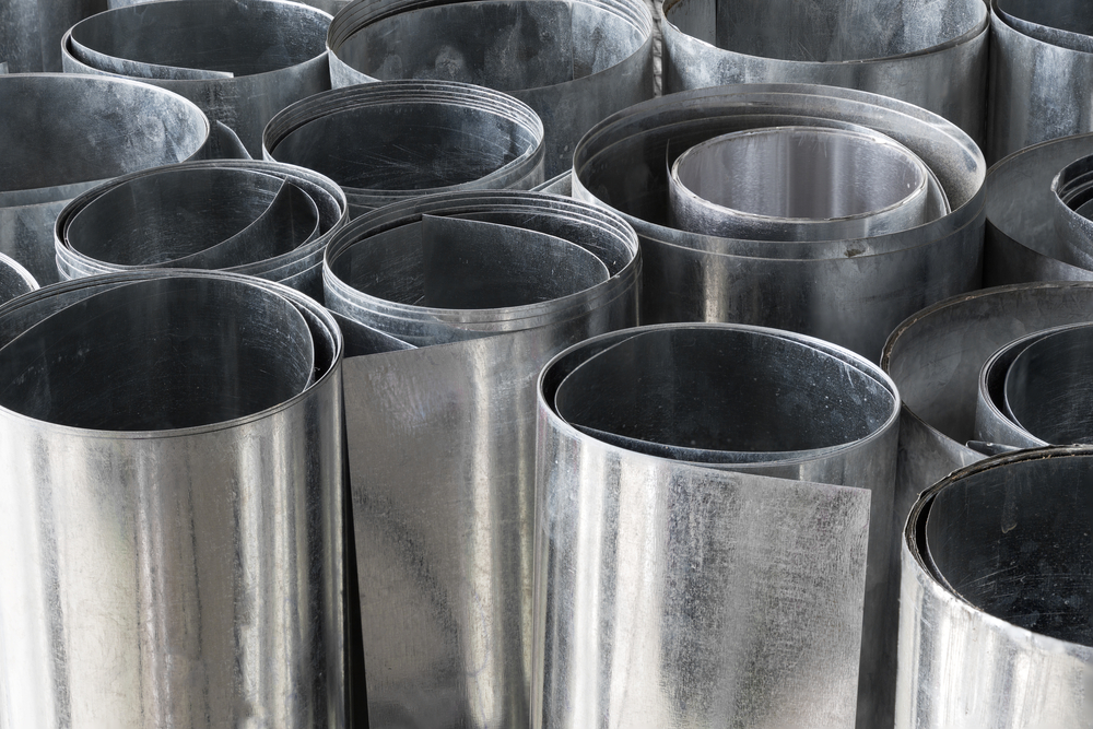 Rolls,Of,Flat,Galvanized,Metal,Sheets,,Building,Material